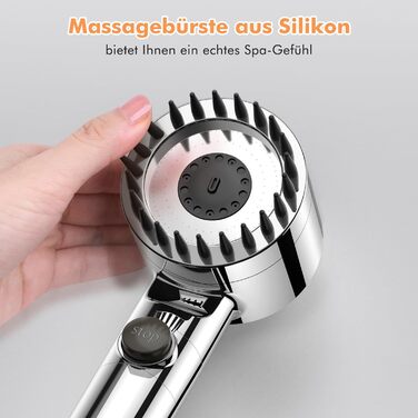 Фільтр-лійка для душу MEKO з високим тиском, ручна насадка з 15-шаровою системою фільтрації, шланг 1,5 м, 3 режими, економна водою, видаляє хлор, жорстку воду, важкі метали (сріблястий)