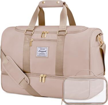 Спортивна сумка LOVEVOOK: дорожня, для вихідних, з культиватором, відділенням для взуття та мокрих речей, водонепроникна, пляжна, сауна, ручна поклажа для спорту та відпочинку, зелена (L, пісочний)