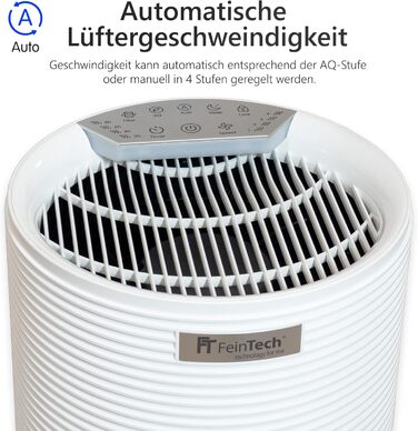 Повітряочисник FeinTech для курців з активованим вугільним фільтром, HEPA 13, до 45 м², для алергіків, проти запахів, пилу, пилку, шерсті тварин та Aerosole, FLR00100