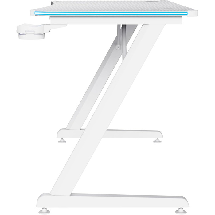 Ігровий стіл Trust Gaming GXT 709W Luminus RGB з підсвічуванням LED, 10 режимів, USB, білий, з тримачем для навушників та напоїв, 120 x 60 см