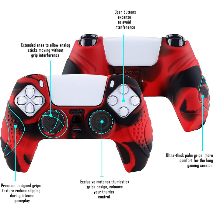 Надміцний чохол для контролера PS5 EXtremeRate Guardian червоно-чорний