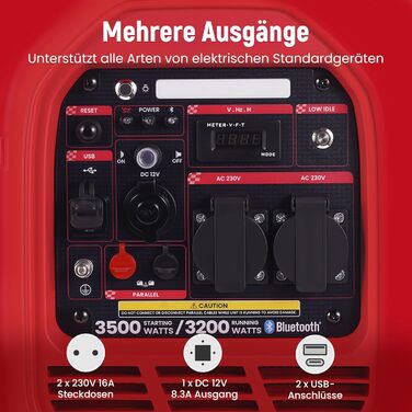 Інверторний генератор maXpeedingrods 2000W: бензиновий, 4-тактний, з USB та 230V, цифровий дисплей, для кемпінгу та подорожей