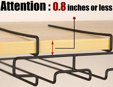 Підставка для склянок BAFVT – 2-ярусна, з нержавіючої сталі, для кріплення під шафку, органайзер для зберігання, підходить для шафки до 2 см (Чорний)