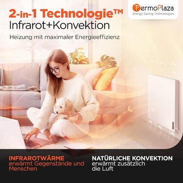 Інфранічна тепла піч TermoPlaza WiFi з термостатом 270 Вт для приміщень до 7 м² | Розумна інфрачервона піч для стін та підлоги | Енергоефективна електрична піч-конвектор для дому та ванної кімнати 270 Вт з Wi-Fi