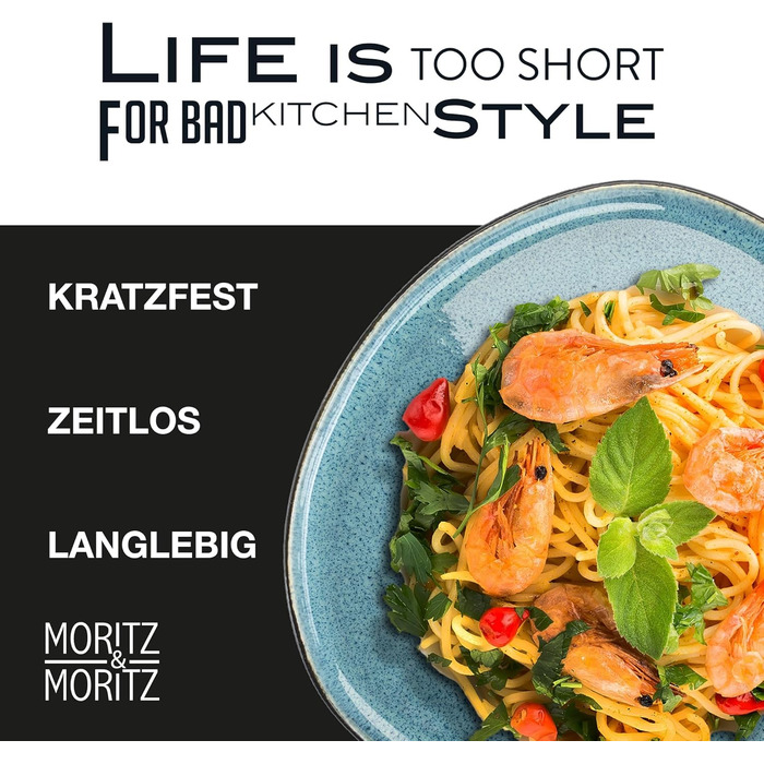 Moritz & Moritz ORGANIC Набір посуду 18 предметів на 6 осіб, блакитний - Елегантний набір тарілок з високоякісної кераміки (6 великих, 6 десертних, 6 супових)