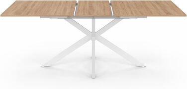 Розсувний обідній стіл Alix, прямокутний, для 6-10 осіб, дерево та білий, 160-200 см