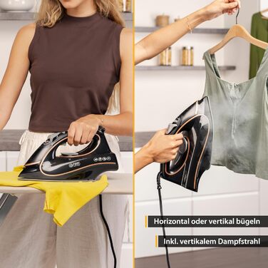 Відпарювач TZS First Austria I 2800-3200W з керамічною підошвою | Самоочищення, вертикальний пар, антинакип, сухе прасування | 0,45л, 1.3кг, білий/мідний