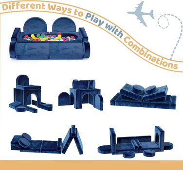 Модульне дитяче диван-конструктор 12 в 1 – сертифікат CPC, дитячий диван-трансформер, дитячий кушетка з міцних пінопластових подушок, ідеальний для дитячої кімнати