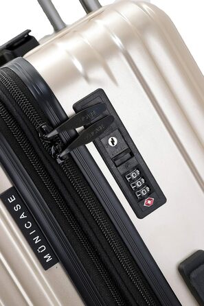 Чемодан з TSA-замком, телескопічною ручкою та 4 колесами, міцний корпус (Champagne, Mittel Koffer)