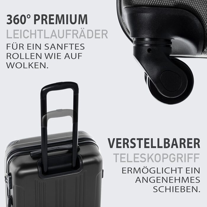 Набір валіз FERGÉ QUÉBEC з ABS-пластику, 3 шт. (ручна поклажа, L, XL), дорожні валізи-тролеї на 4 колесах