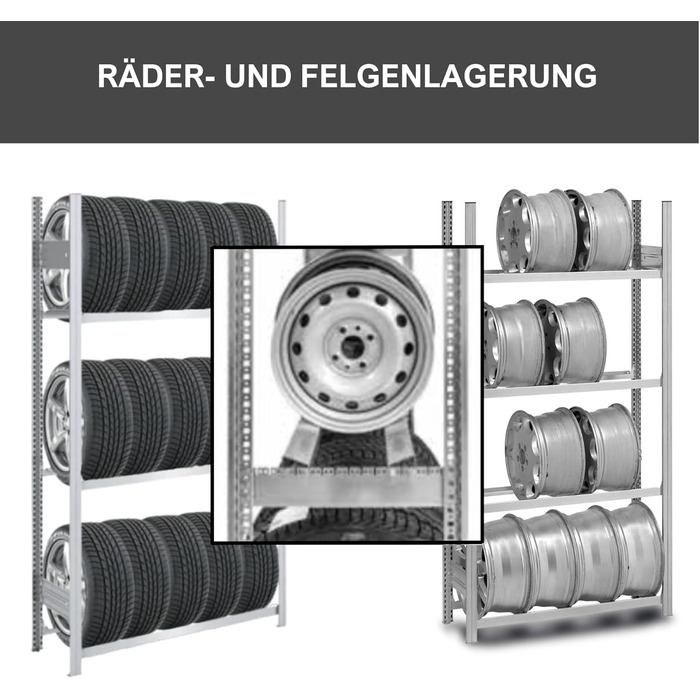 Стійка для шин PROREGAL PROEGAL - 200x106x43 см, 3 яруси, 150 кг навантаження, оцинкована, для гаража