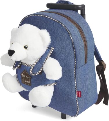 Плюшева іграшка дитячий багажний рюкзак для дітей - Дитячий рюкзак зі знімними колесами та м'якою іграшкою - Дитячий садок на колесах рюкзак для малюків 3 4 5 років - 28x32x11 см (білий ведмідь)