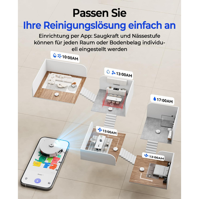 Робот-пилосос Redkey R11 з функцією миття, 20000Pa, док-станція 4L, захист від намотування волосся, LiDAR навігація, керування через додаток, для килимів та шерсті тварин
