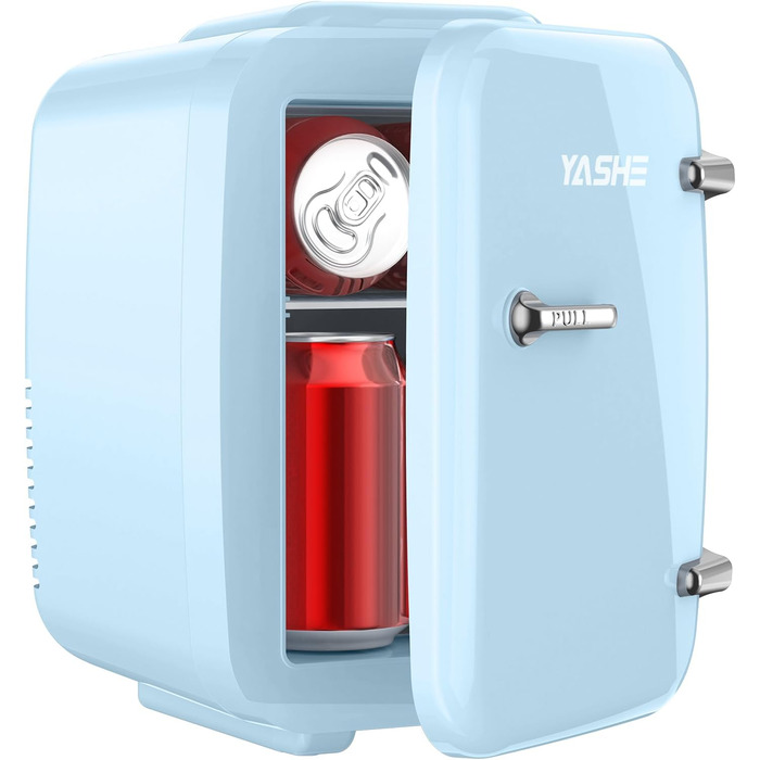 Міні-холодильник YASHE 4L, блакитний: для косметики, напоїв, 220V/12V, термоелектричний, для дому, офісу, авто