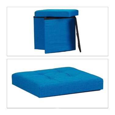 Relaxdays Складний табурет з місцем для зберігання, льон