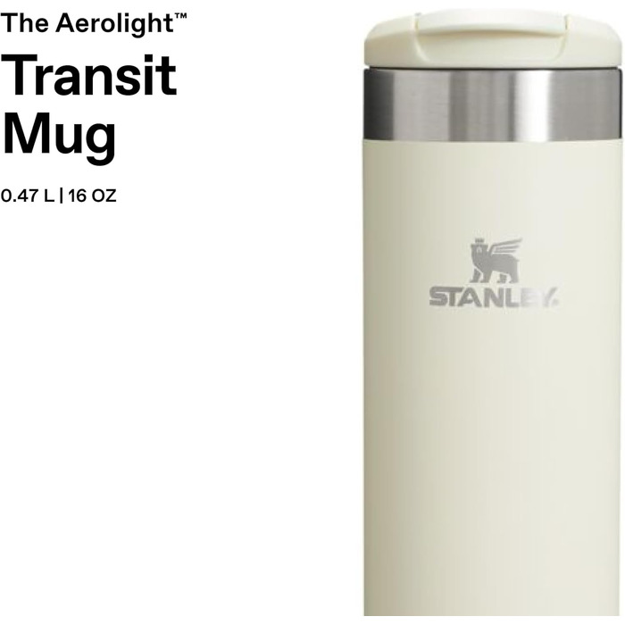 Термокружка Stanley Aerolight Transit 470мл Cream Gloss - Збереження тепла до 6 годин, сумісна з автомобільними тримачами, миється в посудомийній машині