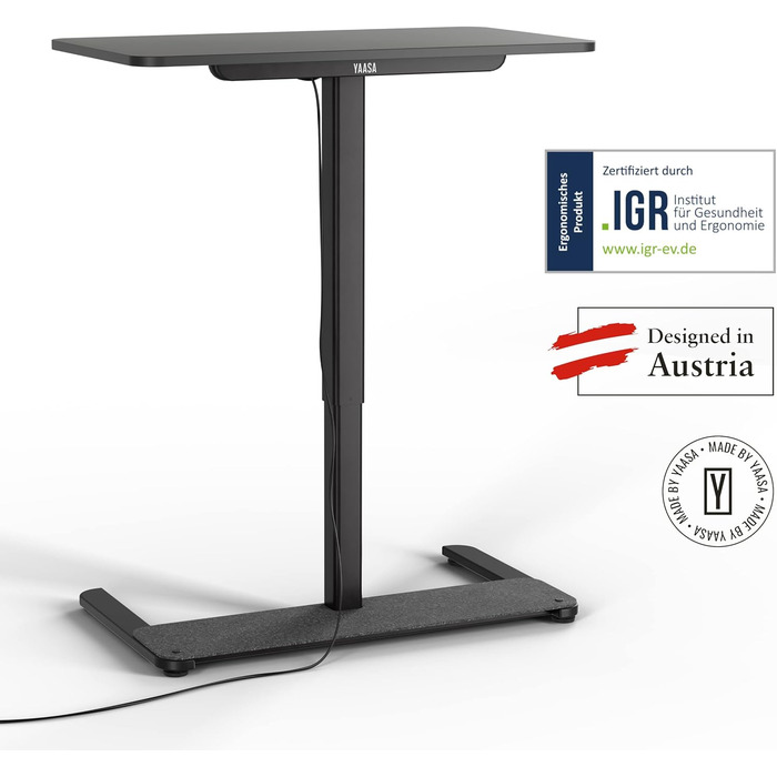 Письмовий стіл Yaasa One Standing Desk, 951 см, білий, невеликий практичний стіл поміщається в кожному кутку, гарантія 5 років, електричний стіл для домашнього офісу з регулюванням висоти, стіл з регулюванням висоти (темно-сірий/чорний)