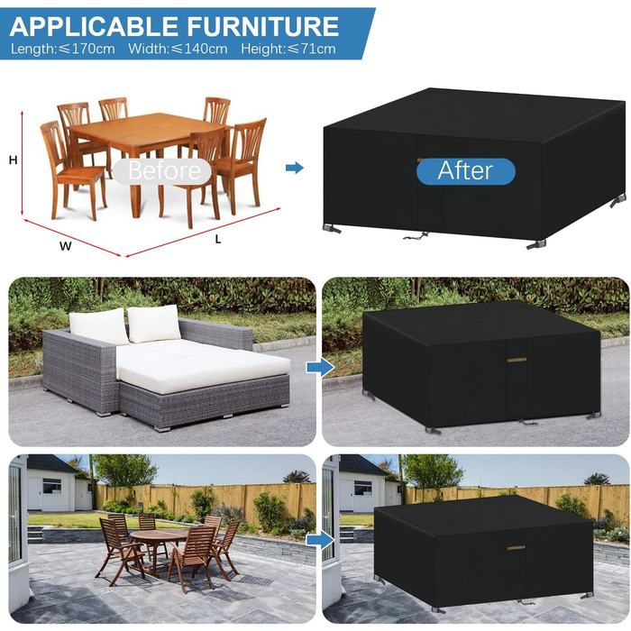 Водонепроникний чохол для садовой меблів VANSHEIM, 60x60x60 см (прямокутний)