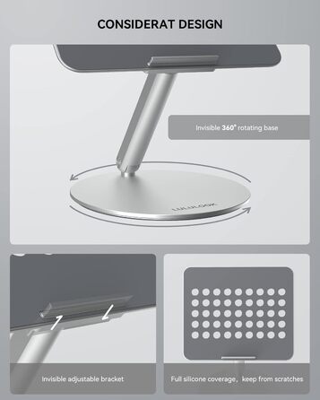 Підставка для ноутбука LULULOOK, регульована, 360° обертання, алюміній, для MacBook Pro/Air та інших ноутбуків 10-17