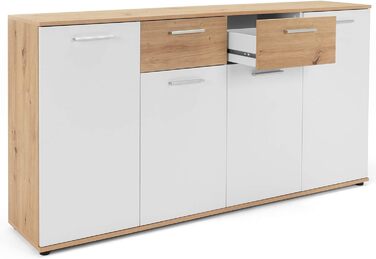 Сервант Jacklin Sonoma Oak/White - 160x85x35 см - Комод з великою кількістю місця для зберігання під житлову зону