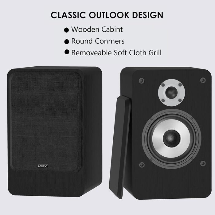 Портативна Bluetooth колонка LONPOO LP-42S: 30W, USB, AUX, 3-дюймовий динамік, дерев'яний корпус