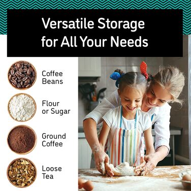 Контейнер для кави Coffee Gator з нержавіючої сталі (2 шт.) – для кавових зерен та меленої кави, з датою, CO2-вентилем та мірною ложкою (Сірий, Середній)