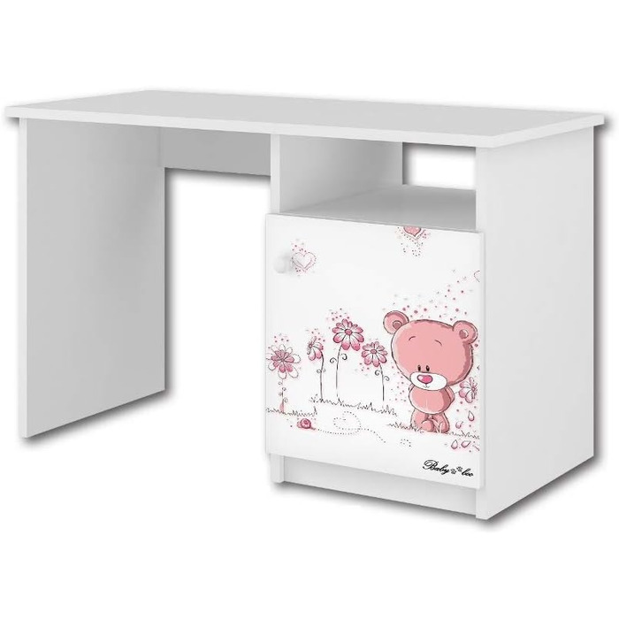 Дитяча кімната Зірка Дитяче ліжко з 3 предметів Комод Шафа біла/рожева Комплектація (письмовий стіл)