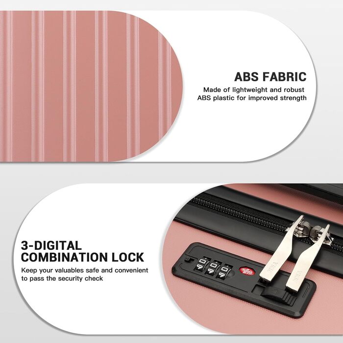 Чемодан-валіза KONO Hartschale на колесах 55 см (20 дюймів), Rosegold