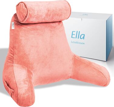 Подушка для читання Ella Lesekissen для ліжка та дивана з знімною подушкою для шиї - подушка для спини для ліжка. Подушка для читання з піною з пам'яті з підлокітниками, ідеально підходить для читання, перегляду телевізора, відпочинку або як спинна підтри