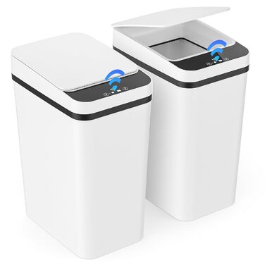 Набір з 2 автоматичних сміттєвих баків з датчиком, 12 л, електричний, 3 режими роботи, тихий, водонепроникний, інтелектуальний, для кухні, офісу, вітальні, ванної кімнати