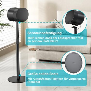 Підставка для колонок PEGZONE, сумісна з SONOS Era 300/100, регульована висота, з кабельною організацією, чорна, 2 шт.