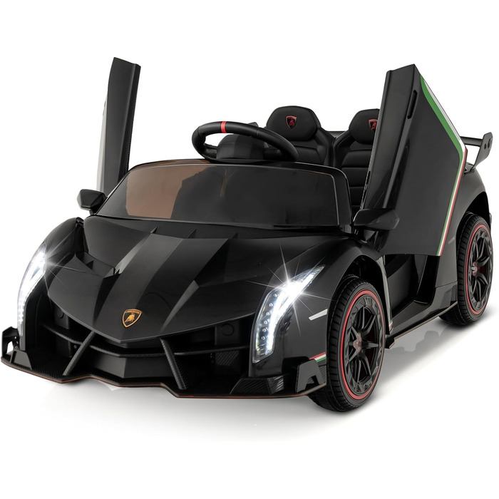 Дитячий електромобіль Lamborghini COSTWAY з пультом, LED фарами, музикою, для дітей від 3 років, чорний