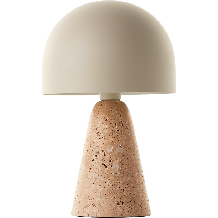 Настільна лампа Lightbox Mushroom, цоколь з травертину, E14, висота 31см, бежевий