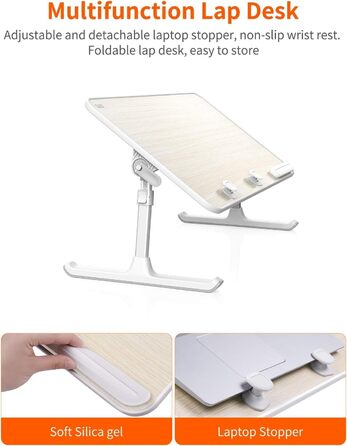 Підставка для ноутбука SAIJI: складаний столик для ліжка/дивану, 5 рівнів, 4 кути, до 17