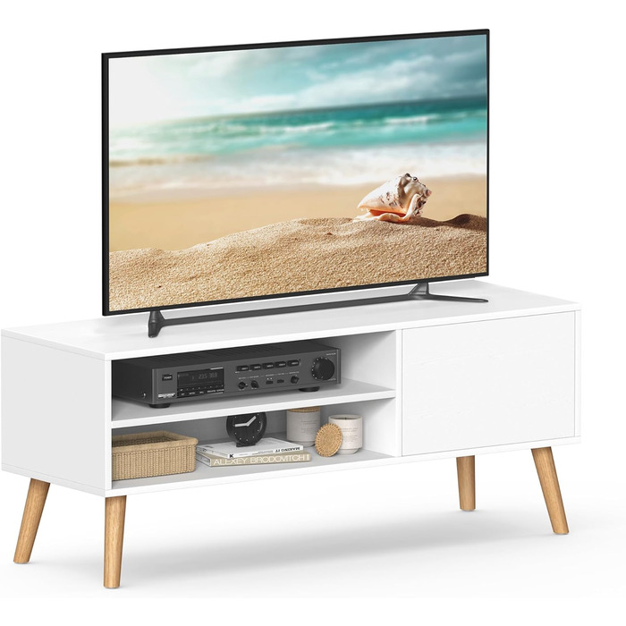 Тумба під телевізор VASAGLE LTV120T46, 120 см, для телевізорів до 55 дюймів, білий колір, тумба під ТВ, промисловий дизайн