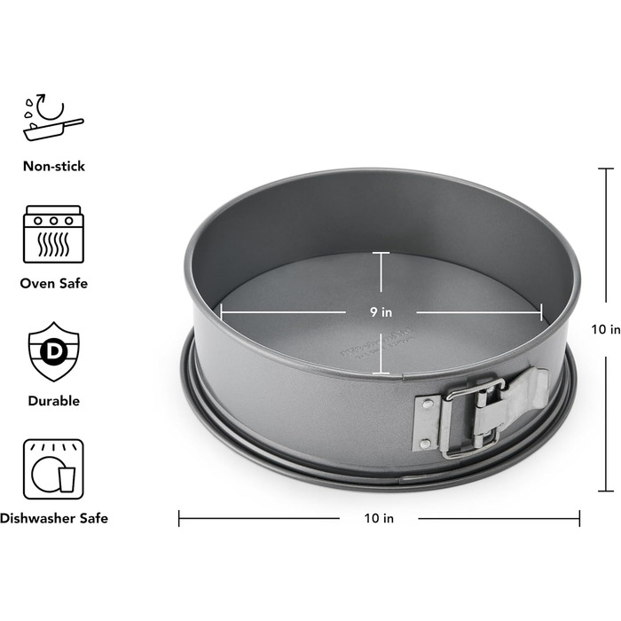 Форма для випічки KitchenAid Springform, алюмінієва з антипригарним покриттям, срібна, 25.4 см