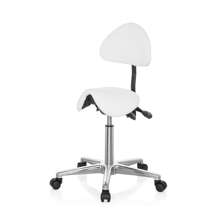 Крісло-стілець / Обертове крісло / Офісне крісло TOP WORK 20 з штучної шкіри білого кольору hjh OFFICE