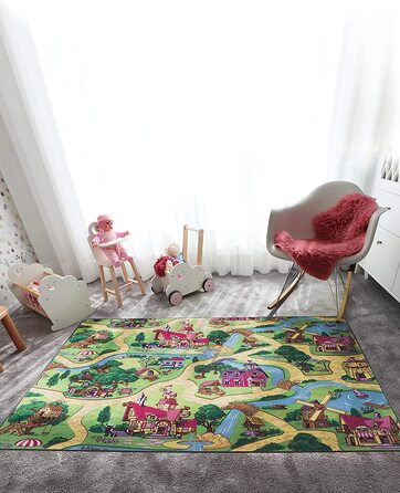 Килимок для ігор Primaflor з дорожнім покриттям-міцний дитячий килимок-високоякісний килимок для дитячої кімнати-Килимок для ігор для хлопчиків і дівчаток-Candy Town - 140x200 см (95x133 см)