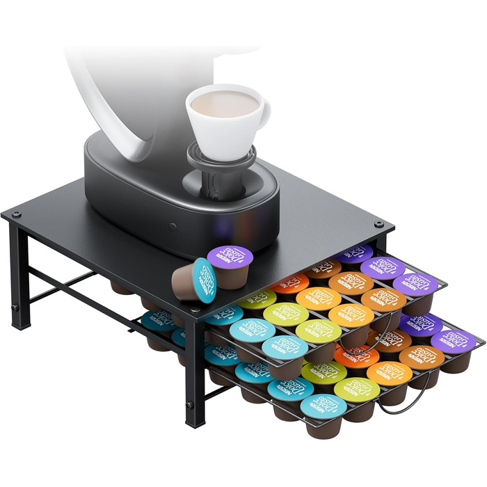 Тримач для капсул кави Dolce Gusto, металева висувна шухляда на 5 ярусів (60 капсул)