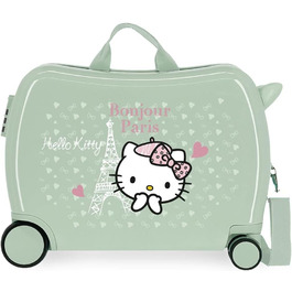 Дитяча валіза Hello Kitty Paris Green 50 x 39 x 20 см Жорсткий бічний кодовий замок з ABS 34 л 1,8 кг 4 рулони ручної поклажі