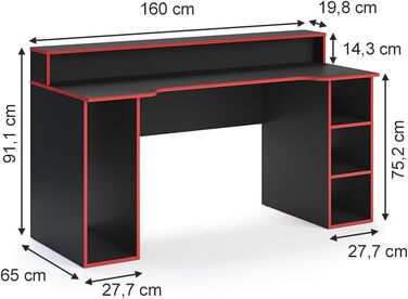 Ігровий стіл Vicco Roni, 160 x 65 см (Червоний)