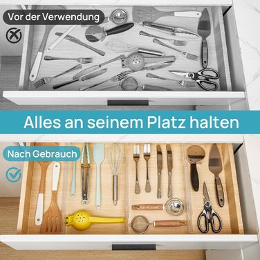 Організатори для шухляд Vtopmart 8 шт., регульовані роздільники, прозорі (25.6-41.6 см)