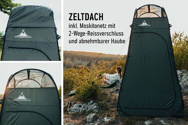 Намет Wanderfalke® XL Pop Up, роздягальня, туалет, душ 120x120x210 см для відпочинку на природі, кемпінгу, риболовлі, пляжу, з сумкою (Хвойний зелений)