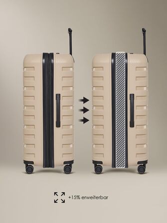 Набір валіз Smartbox Hartschalen Edition 01: 3 валізи, розширювані, з TSA-замком, з поліпропілену (Бежевий)