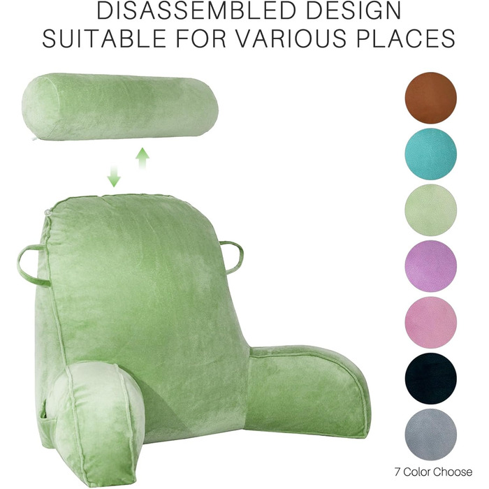 М'яке крісло-мішок для читання з велюру, для дорослих, з підтримкою спини та підлокітниками, з кишенею та знімним чохлом (колір кавовий) (зелений)