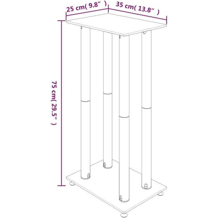 Стійка для динаміків 2 шт. , Стійка для динаміка з 4 колонками, Нековзка, Загартоване скло (Чорне/Срібло)