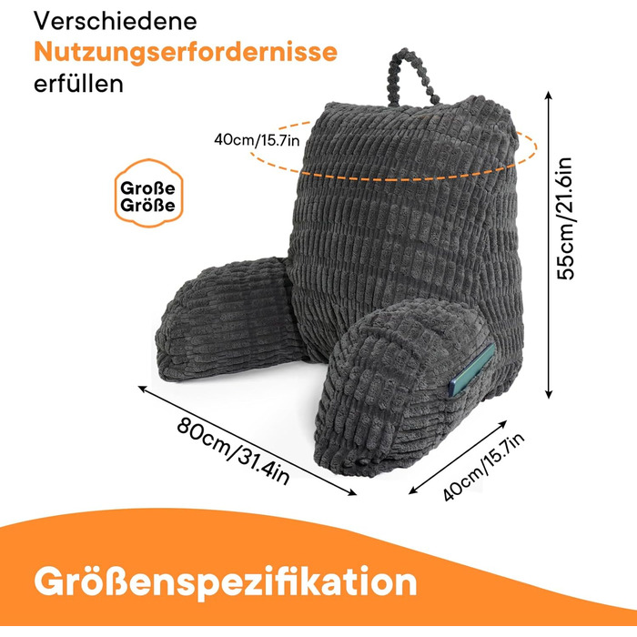 Подушка для читання в ліжко та на диван з підголовником, подушка-крісло для дорослих, м'яке крісло для відпочинку, перегляду телевізора та читання