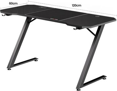 Ігровий стіл GTPLAYER 120x60 см з карбоновою поверхнею, стіл для ПК з гачком для навушників