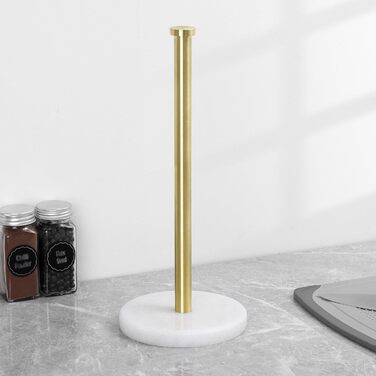 Тримач для паперових рушників KES з мармуром та нержавіючої сталі SUS304, настільний, золотого кольору, 14 см (KPH100S14B-2)