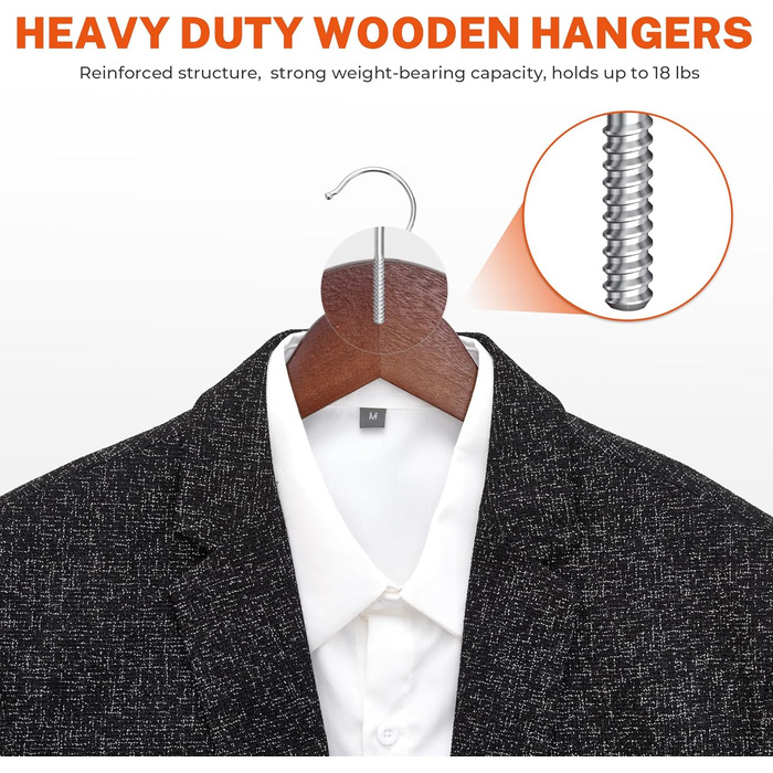 Дерев'яні вішалки для одягу HOUSE DAY з кліпсами (24 шт.) - для костюмів, суконь, пальто, сорочок, штанів. З горіхового дерева, міцні, преміум-якість